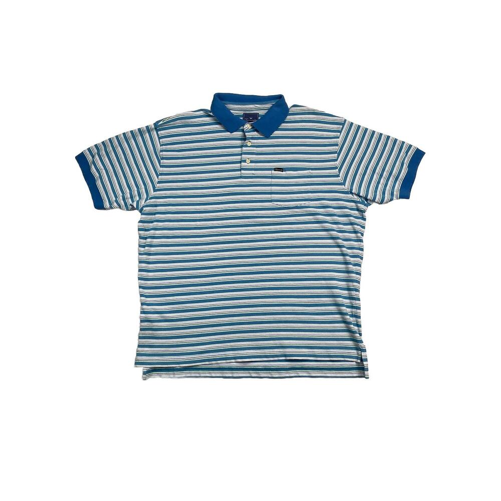Façonnable Men's Polo Shirt Size XL Regular Fit Blue White Striped